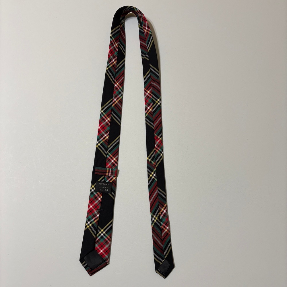 Crewcuts Boys Tartan Plaid Necktie Size 2-7 Black Red Preppy Holiday School Tie - Picture 4 of 9